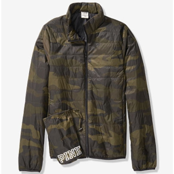 NWT PINK Victoria's Secret Camo Puffer Jacket - Picture 2 of 3